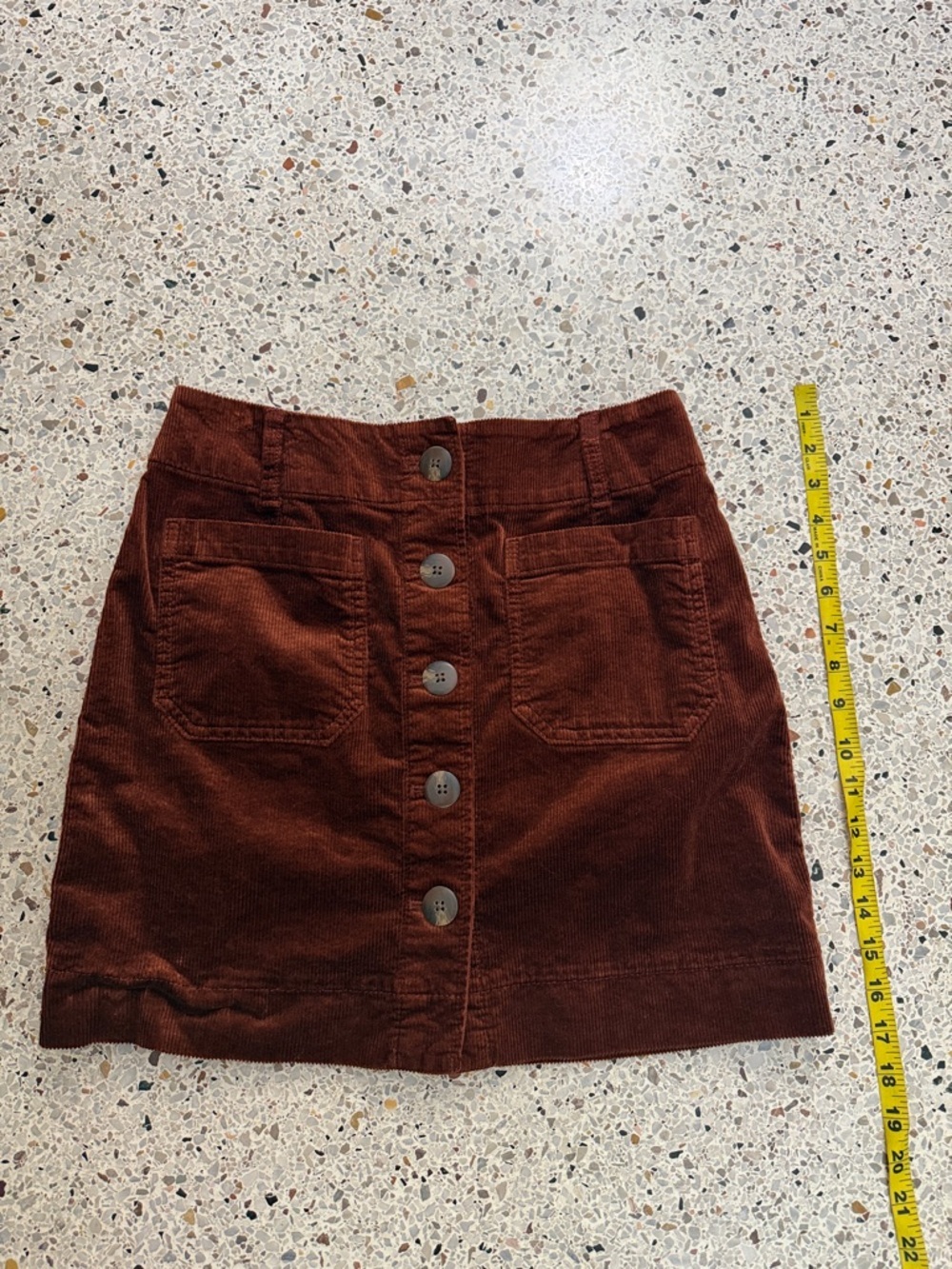 Maeve Anthropologie brown corduroy mini skirt button front XS P - Picture 9 of 11